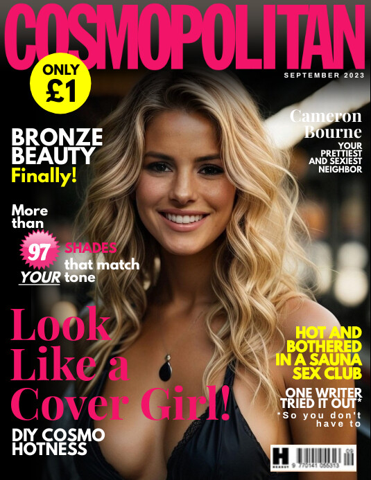 Cosmopolitan magazine September 2023 "Hot and Bothered in a Sauna Sex Club"