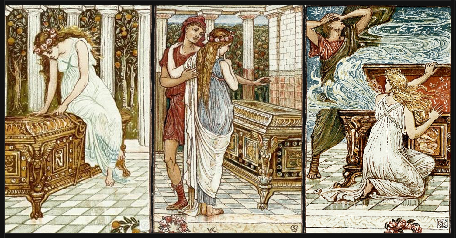 ancient greek sexy couple opening pandora's box