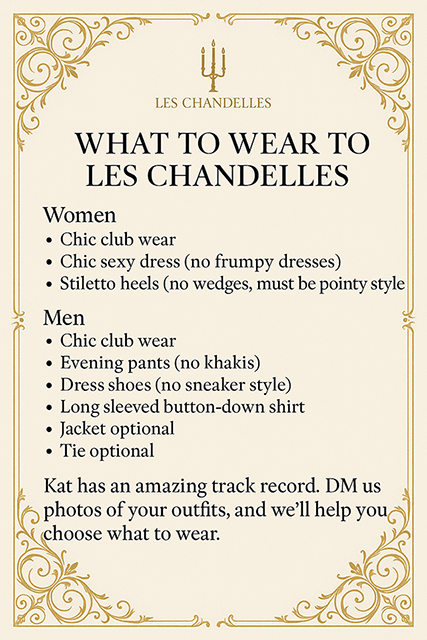 Les Chandelles Paris what to wear vetting process