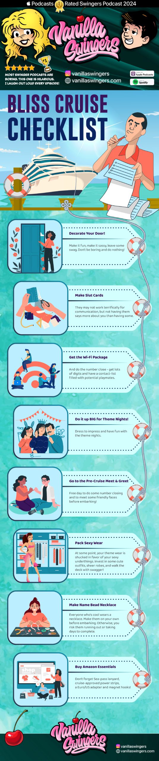 Vanilla Swingers Bliss Cruise Checklist Infographic