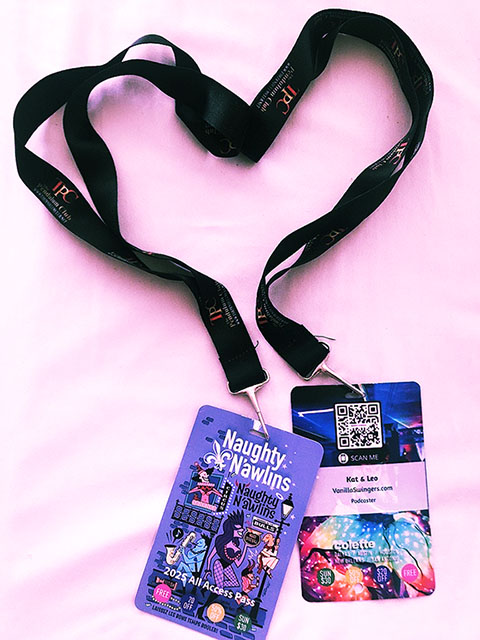 Naughty Nawlins badge lanyard Vanilla Swingers