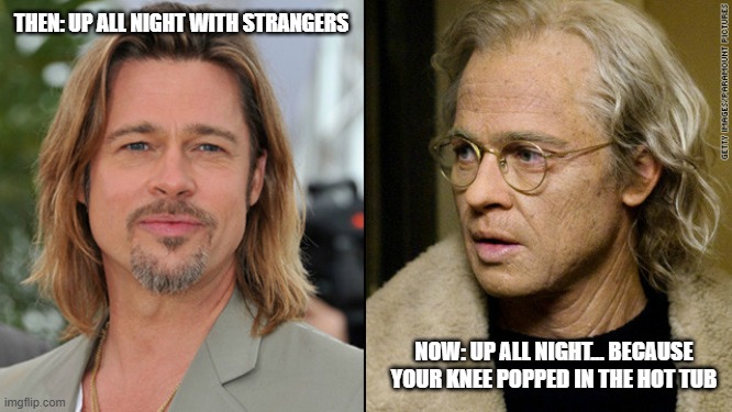 Funny Brad Pitt old and young meme