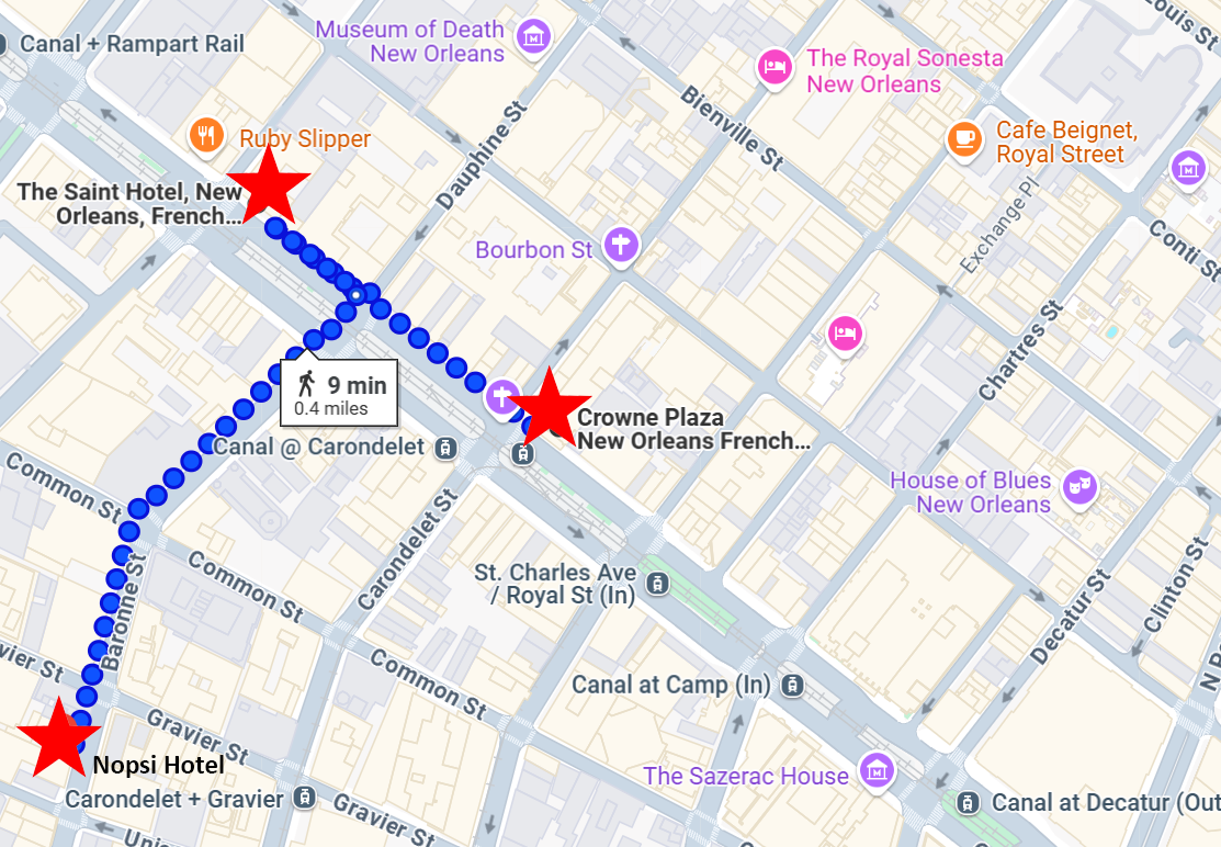 Naughty Nawlins hotel map