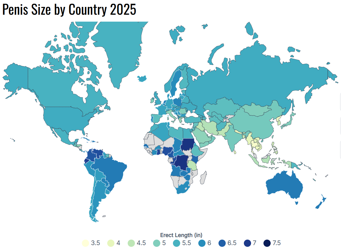 Penis size map