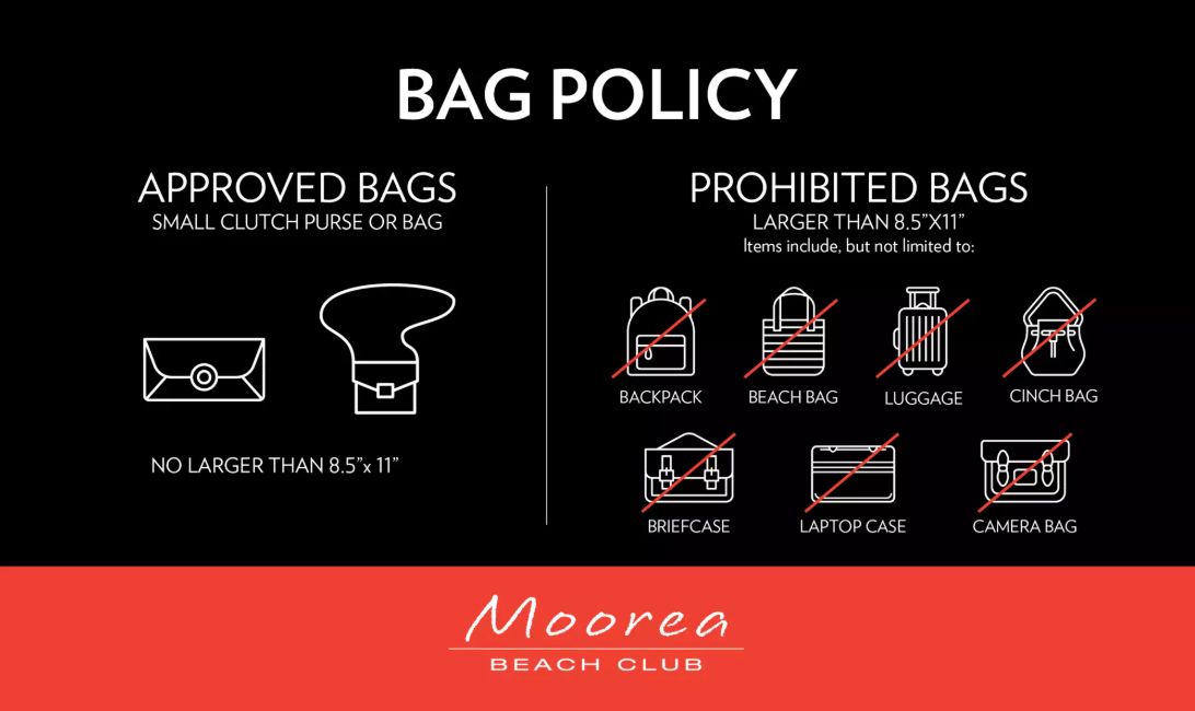 Moorea Vegas bag policy
